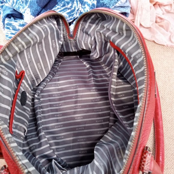 Mimco Lipstick Red Button Leather Shoulder Bag - Picture 2 of 6